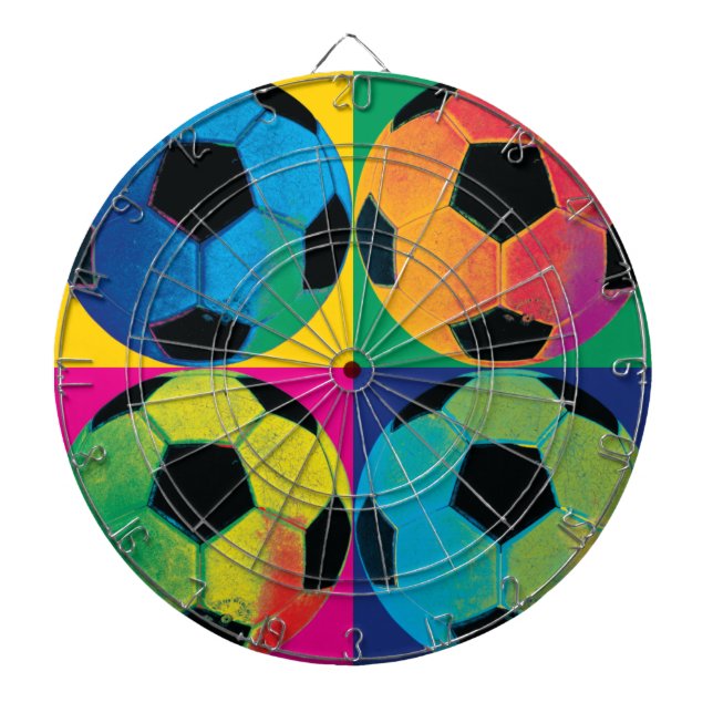 Jeu De Fléchettes Quatre ballons de football dans différentes (Devant)
