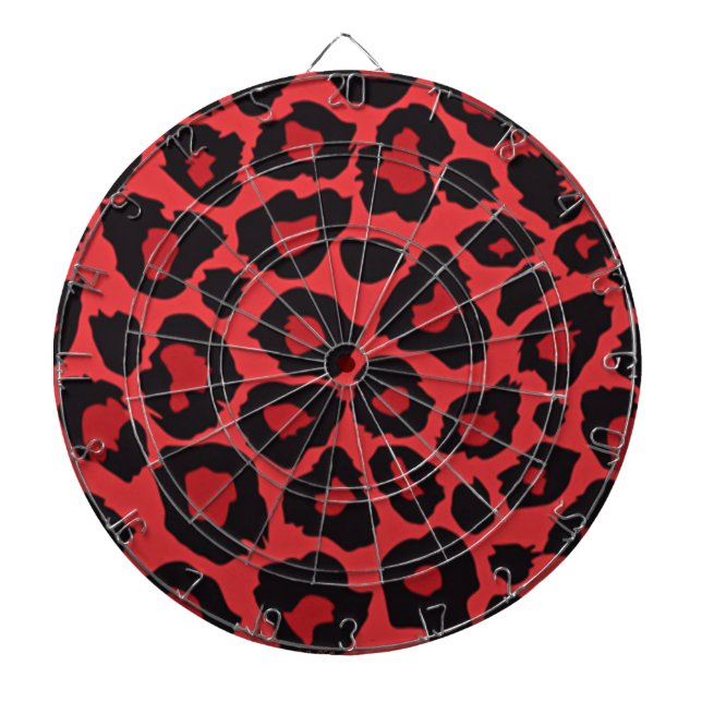Jeu De Fléchettes RAB Rockabilly Empreinte de léopard Rouge Noir (Devant)