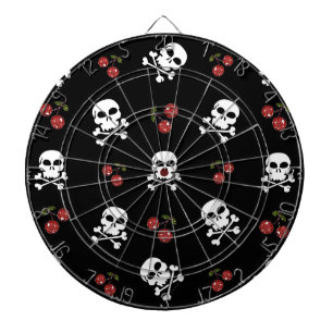 Jeu De Fléchettes RAB Rockabilly Skuls et Cerises sur Noir