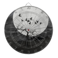 Spooky Ravens Flying Against the Full Moon