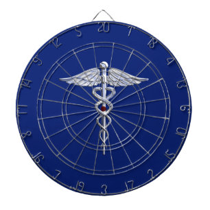 Jeu De Fléchettes Symbole Médicale de caducée argenté de chrome s