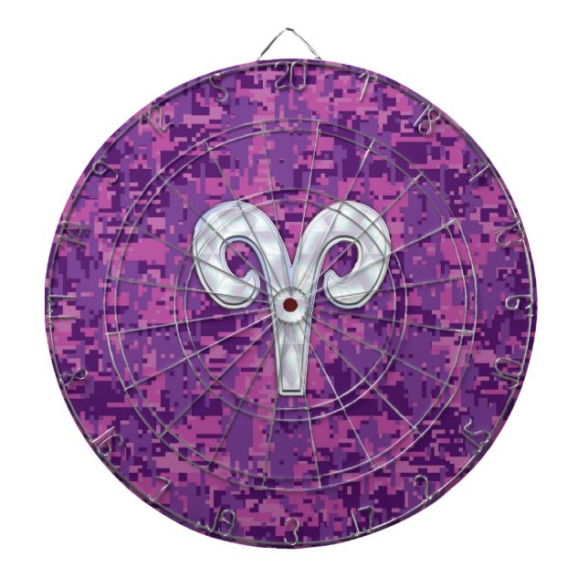 Jeu De Fléchettes Symbole Pearl Like Aries sur Camo numérique rose (Devant)