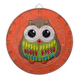 Jeu De Fléchettes Table et colorée Chouette Orange Dartboard