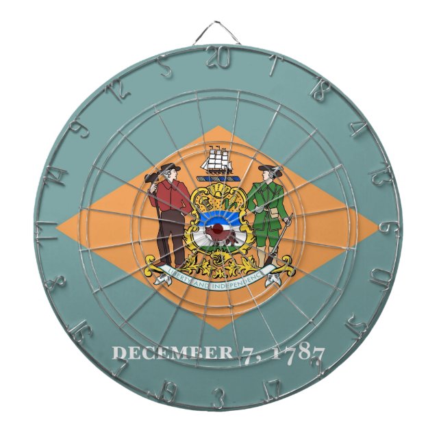 Jeu De Fléchettes Tableau avec Drapeau du Delaware, États-Unis (Devant)