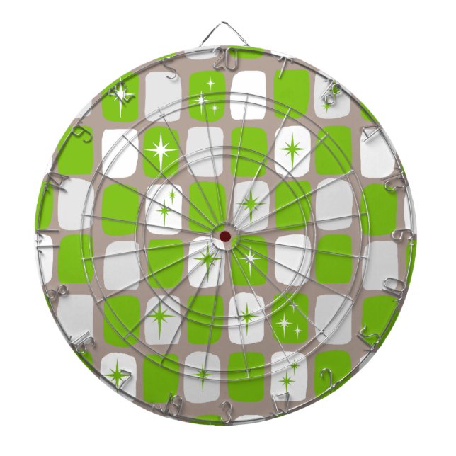 Jeu De Fléchettes Tableau de bord Retro Green et White Starbursts (Devant)