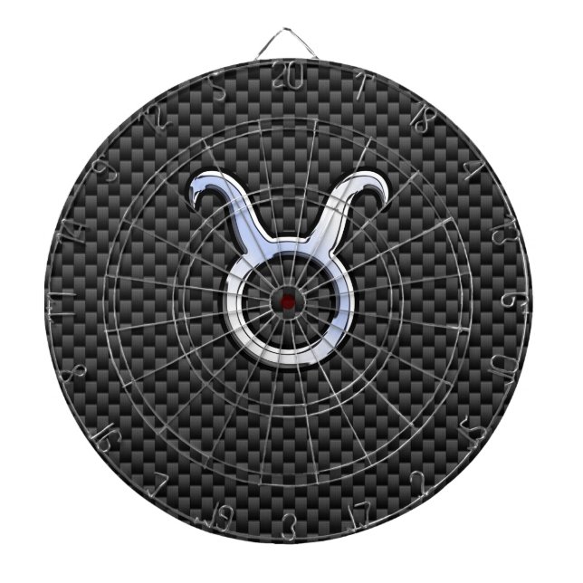 Jeu De Fléchettes Taurus Zodiac Sign on Black Carbon Fibre Print (Devant)