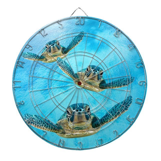 Jeu De Fléchettes Trois tortues de mer de bébé nageant (Devant)