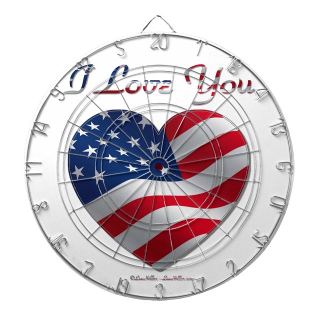 Jeu De Fléchettes USA Flag Heart Je t'aime (Devant)