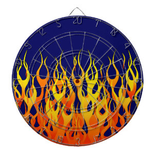 Jeu De Fléchettes Vibrant Racing Flames on Navy Blue