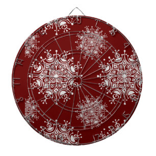 Jeu De Fléchettes Vintage Noël Snowflakes Red Blizzard Motif