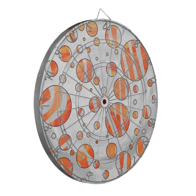 Jeu De Fléchettes Zebra Orange et White Polka Dot (Devant gauche)