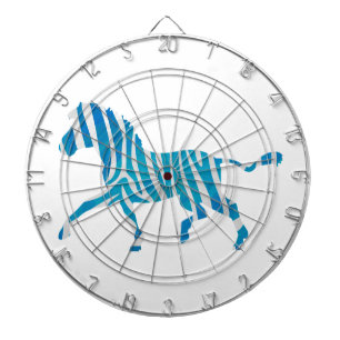 Jeu De Fléchettes Zebra Silhouette Bleu et Blanc