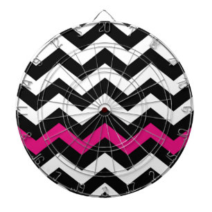 Jeu De Fléchettes Zigzag noir et blanc classique avec rose chaud