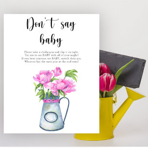 Jeu de fleurs baby shower - Ne pas dire Poster béb
