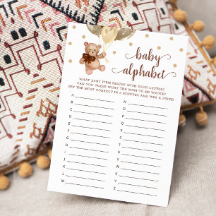 Jeu de l'alphabet bébé ABC Jeu Baby Shower Carte O
