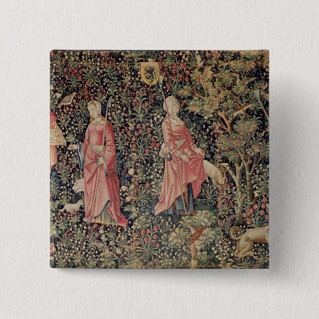 Jeu de Marelle et Cueillette de Fruits' 2 Inch Square Button (Front)