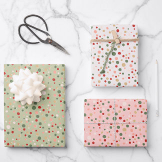 Jeu de papier à envelopper Confetti Polka de Noël