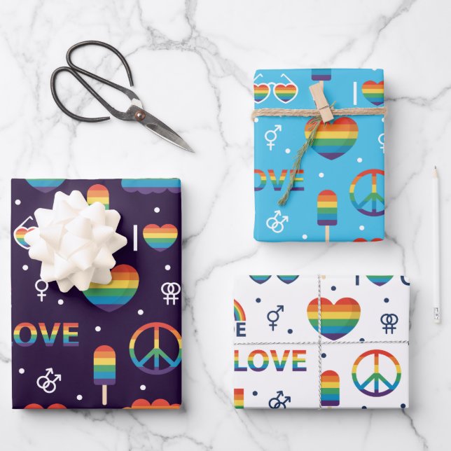 Jeu de papier à envelopper LGBTQ Pride (Recto)