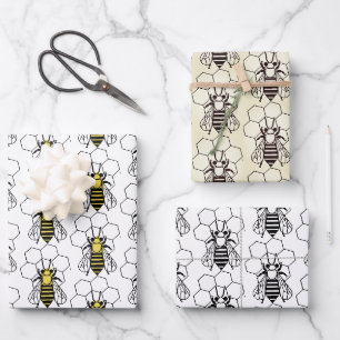 Jeu de papier d'emballage - Abeilles graphiques