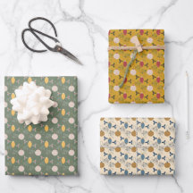 Jeu de papier d'emballage de Noël ornements de 3