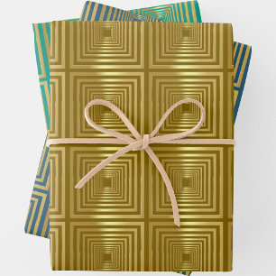 Jeu de papier d'enveloppement bleu turquoise
