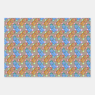 Jeu de papier d'enveloppement de biscuits de Noël