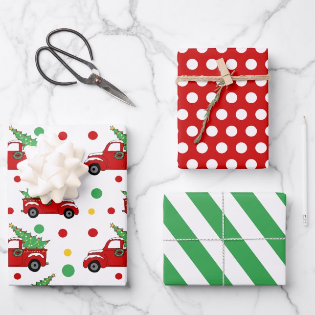 Jeu de papier d'enveloppement de l'arbre de Noël d (Recto)