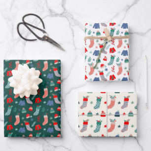 Jeu de papier d'enveloppement de Noël confortable