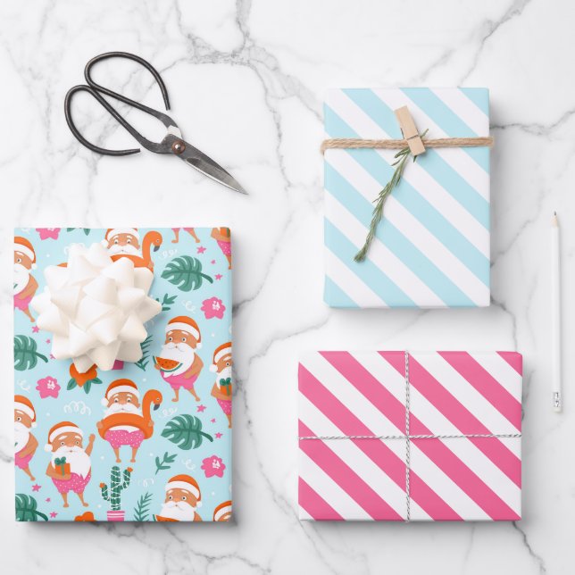 Jeu de papier d'enveloppement de Père Noël de Noël (Recto)