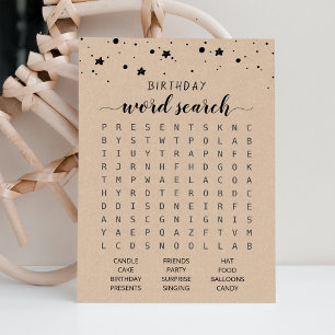 Jeu de recherche de mots d'anniversaire Carte de f