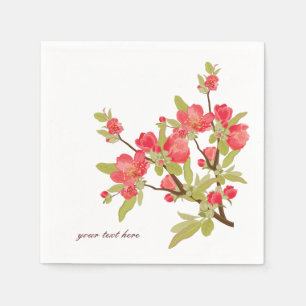 Jeu de serviette en papier rose en fleur de cerisi