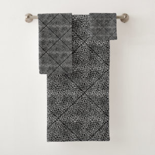 JEU DE SERVIETTES BLANC NOIR LUXE LEOPARD