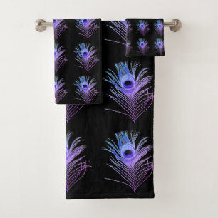 JEU DE SERVIETTES BLEU BLEU PURPLE PEACOCK