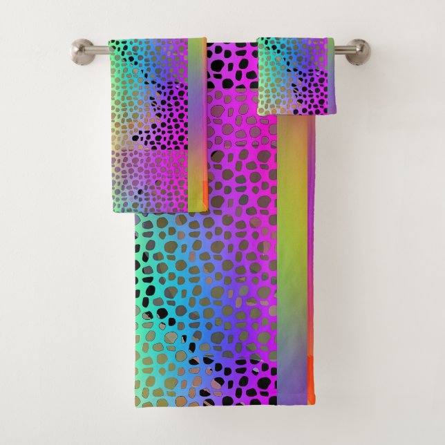 JEU DE SERVIETTES DE BAIN DE POSTER DE ANIMAL FAUX (En situation)