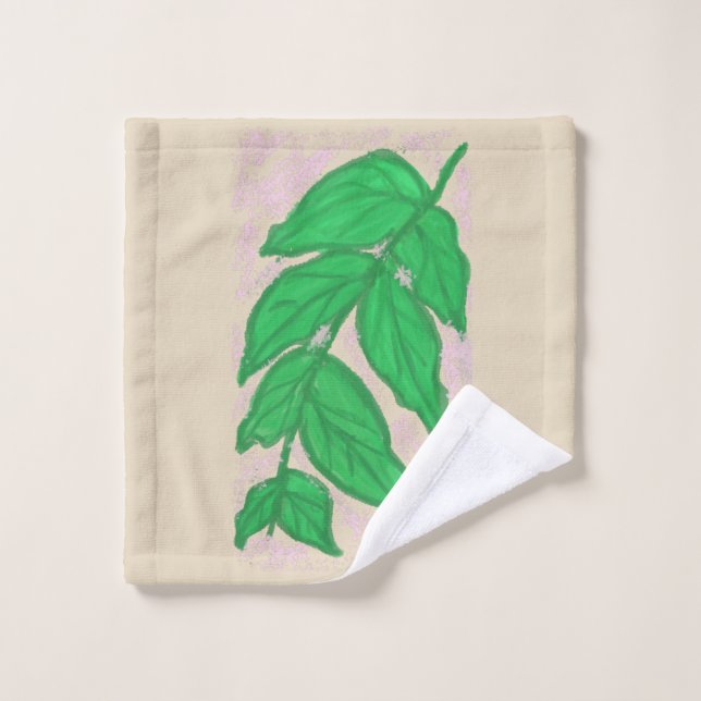 Jeu de serviettes de bain en aquarelle vert feuill (Gant de toilette)