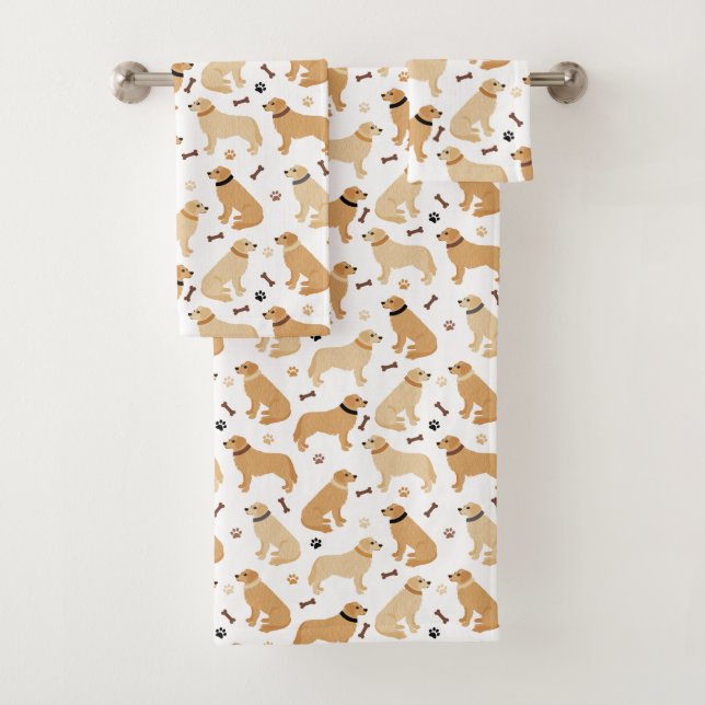 Jeu de serviettes de bain Golden Retriever Bones a (En situation)