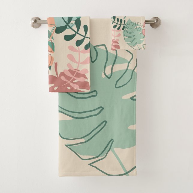 Jeu de serviettes de bain moderne Boho Chic Tropic (En situation)
