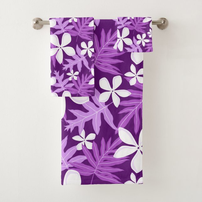 JEU DE SERVIETTES DE BAIN TIARE (PURPLE) (En situation)