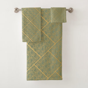 JEU DE SERVIETTES EN HAMPTON D'OR VERT LACE LUXUEU