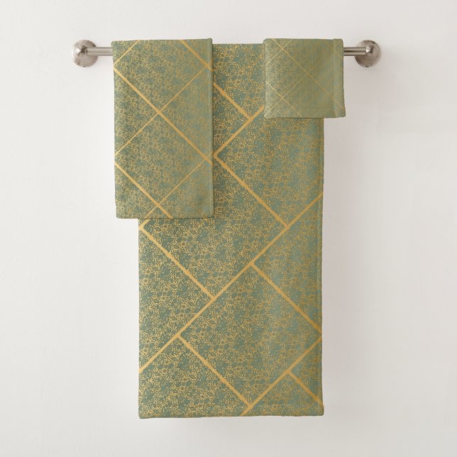 JEU DE SERVIETTES EN HAMPTON D'OR VERT LACE LUXUEU (En situation)