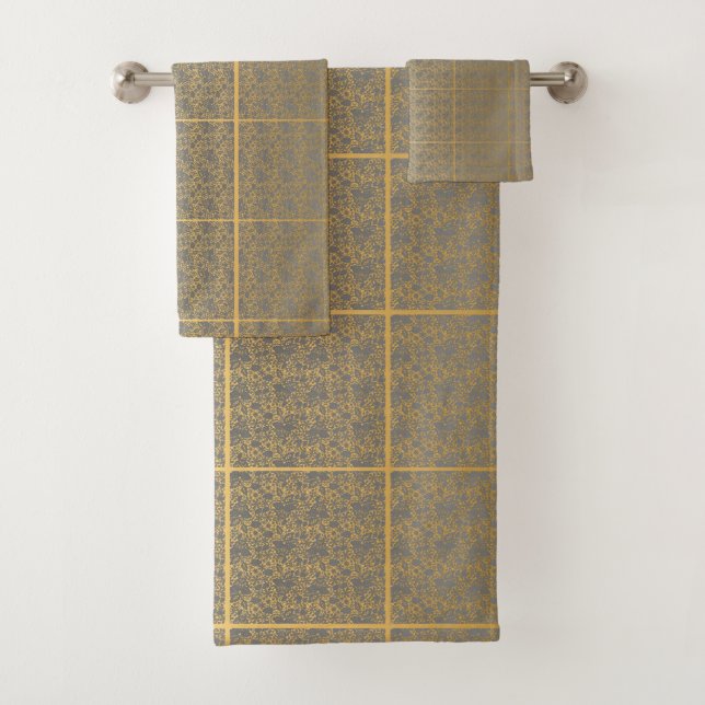 JEU DE SERVIETTES HAMPTON D'OR EN VERRE GRISÉ EN L (En situation)