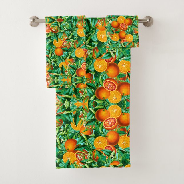 JEU DE SERVIETTES ORANGES TROPICALES (En situation)