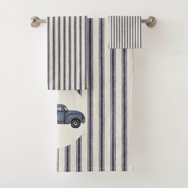 Jeu de serviettes vintage Blue Christmas Tree Truc (En situation)