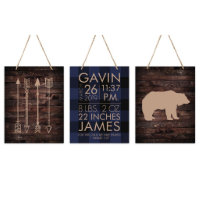 Jeu de signes doux bleu flanelle Ours 3 pièces mur