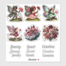 Jeu de stickers Fleur de naissance du mois de janv