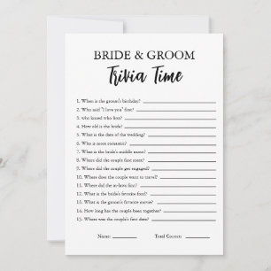 Jeu De Trivia Minimaliste Pour Mariée Et Carte Gro