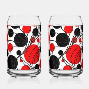 Jeu de Verre de Can Pod Art déco noir et rouge