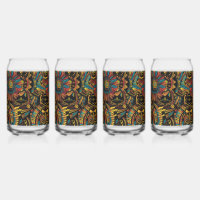 Jeu de verre imprimé bleu antique "Aztec Dream" 16