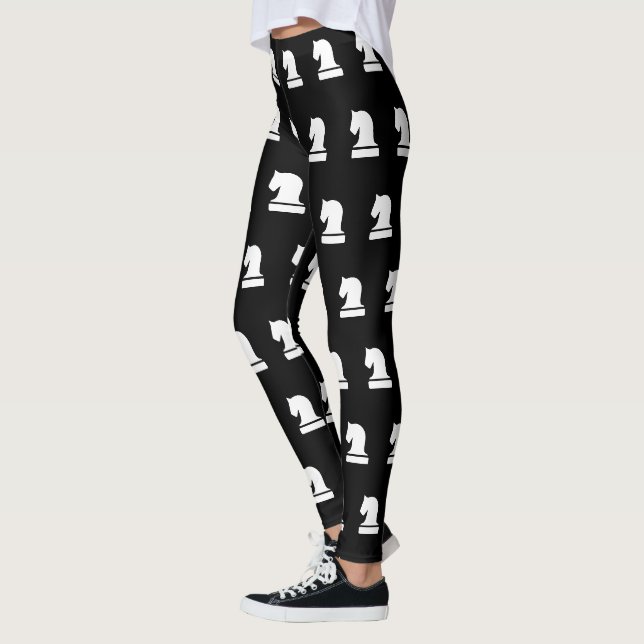 Jeu d'échecs noir et blanc leggings motifs (Gauche)