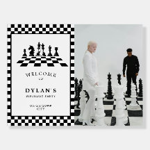 Jeu d'échecs Nuit d'anniversaire Affiche de bienve